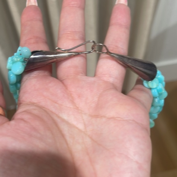 5 strand blue Opal and sterling necklace - Picture 3 of 3